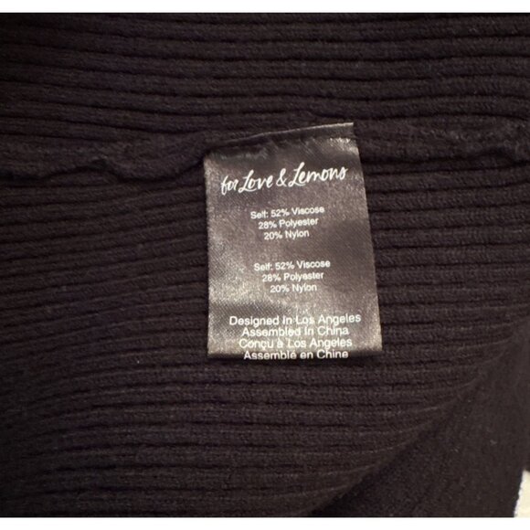 For Love & Lemons Black Ribbed Cropped Nina Cardigan Size Medium - Picture 10 of 10